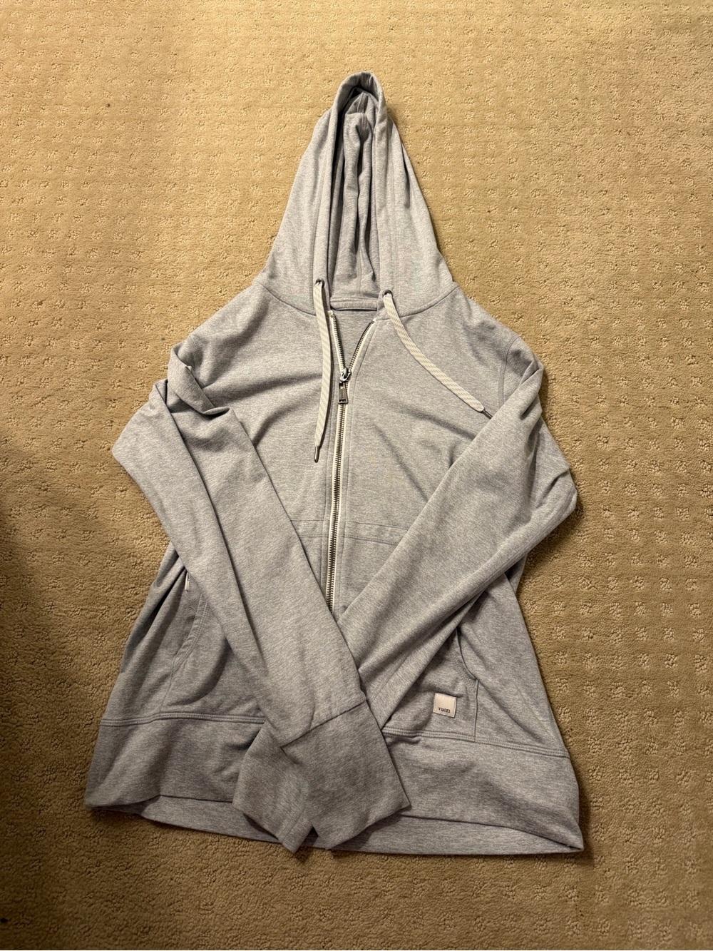 Vuori Light Gray Zip-Up Halo Performance Hoodie